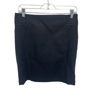 White House Black Market Women's Back Zip Diamond Pattern Mini Skirt 6 Black